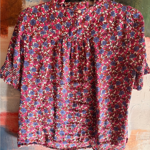 J. Crew Floral Blouse in Pink, Purple & Brown - Picture 2 of 3